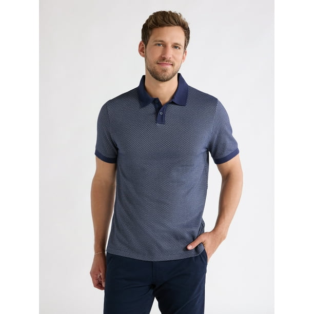 Men's jacquard polo with all-over logo
