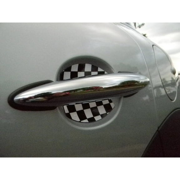 CHECKERED RACE FLAG CAR DOOR HANDLE SCRATCH GUARDS UNIVERSAL FIT NASCAR 2PK
