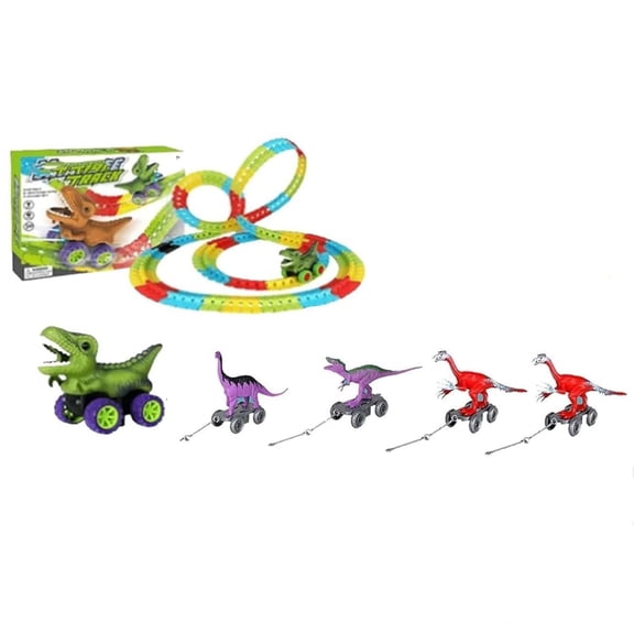 CHEEPUM 96PCS Anti-Gravity Dinosaur Car Set, 360° Crazy Electric Climbing Anti-Gravity Track Dinosaur Car, Anti-Gravity Car with Sound and Lights Holiday Christmas Birthday Gifts for Boys and Girls