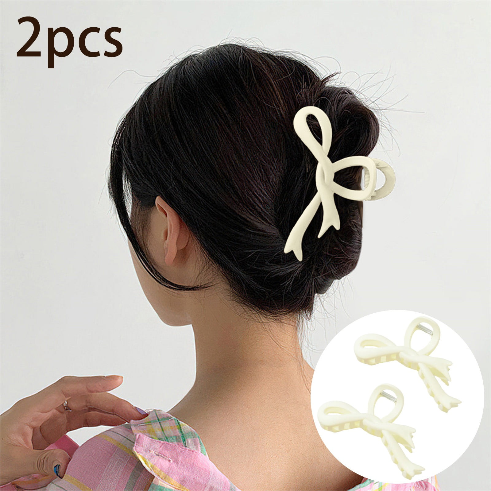 CHEEPUM Barrettes Clips 2PCS Bow Streamer Hair Clip Temperament Women