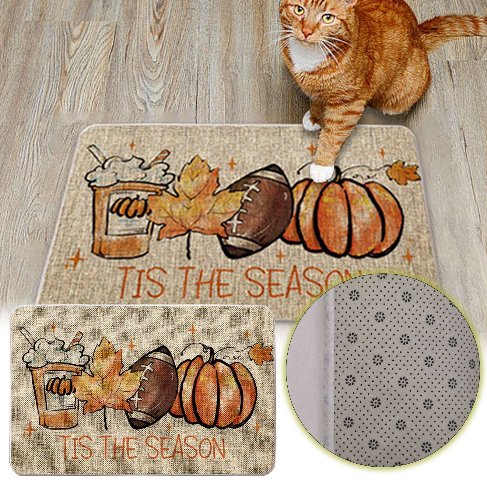 CHEEPUM Football Pumpkin Door Mat Entrance Carpet Autumn Farmhouse Home