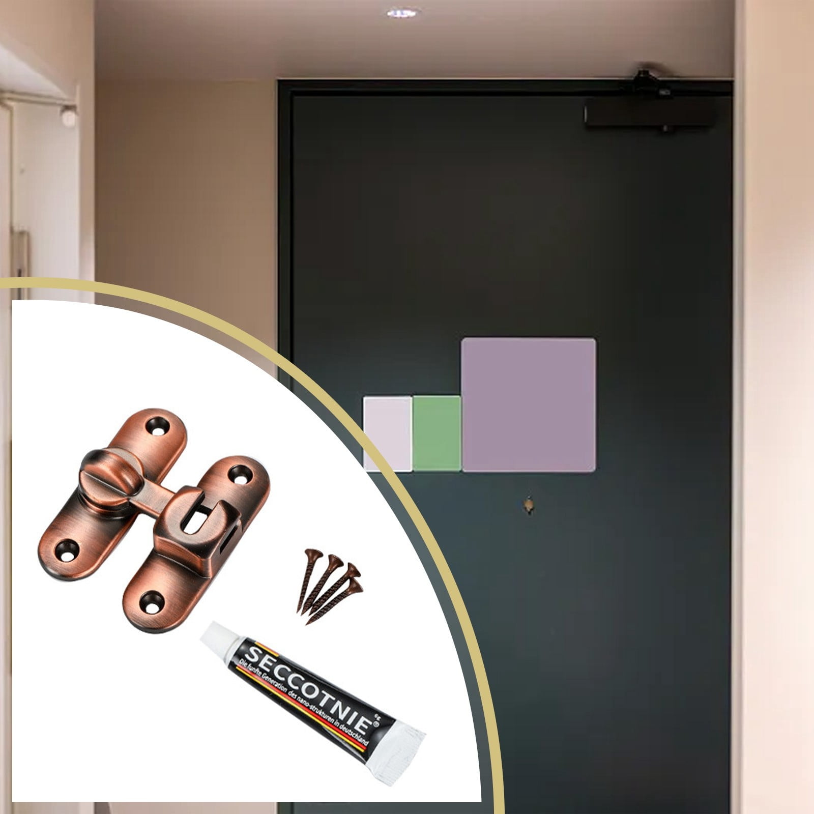 CHEEPUM French Doors Interior Door Stops 90/180 Door 1pc Barn Door Lock