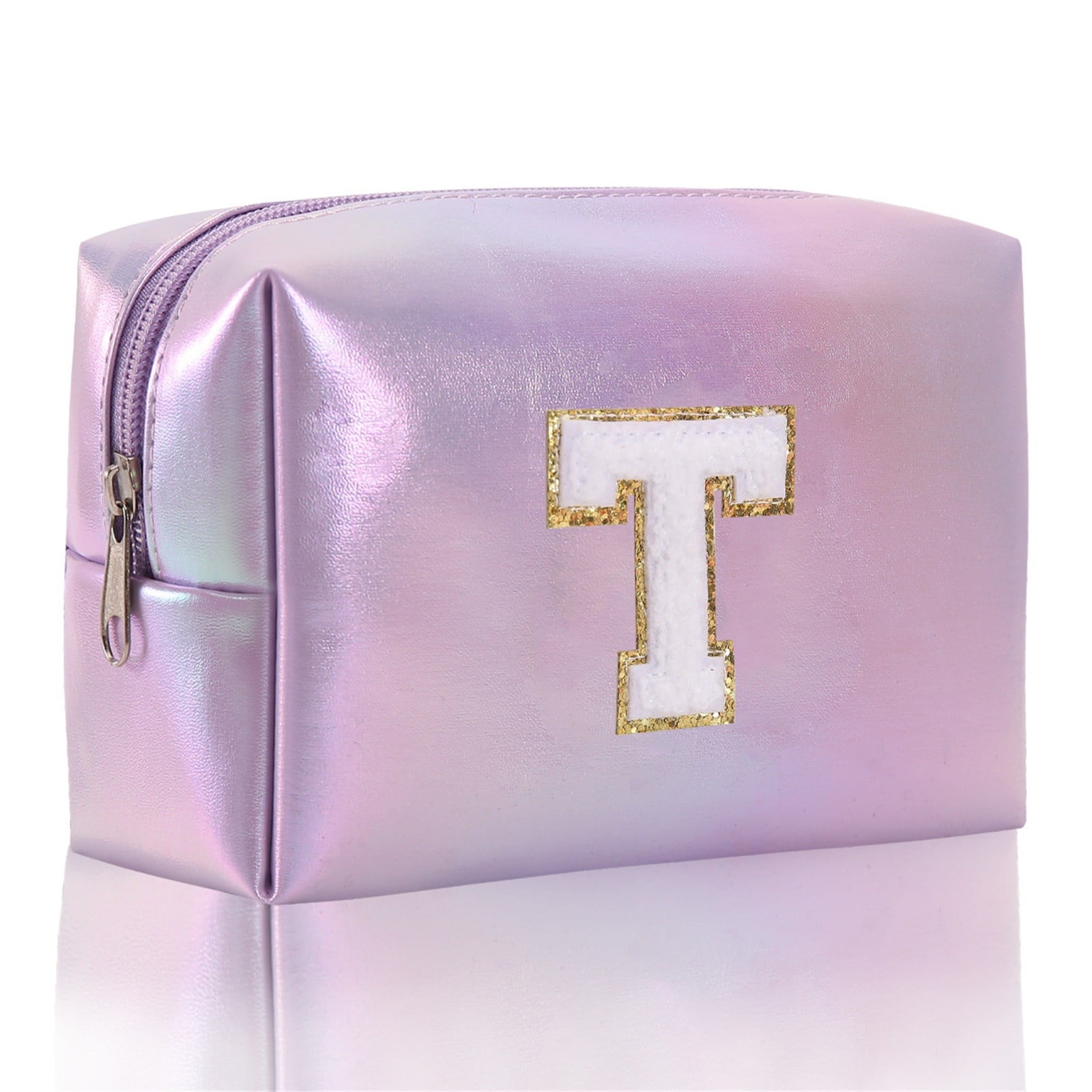 CHEEPUM Makeup Bag for Purse Rose Large Capacity Embroidered Alphabet