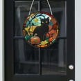 CHEEPUM Stained Glass Window Hangings Craft Large 5D Pumpkin Cat
