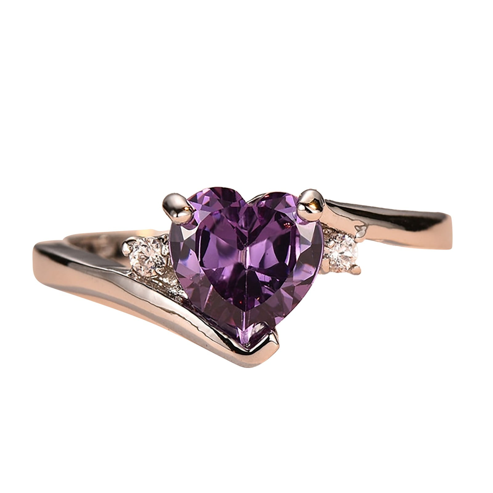 CHEEPUM Trendy Rings Set Set Rings for Women Heart Sea Sapphire Zircon