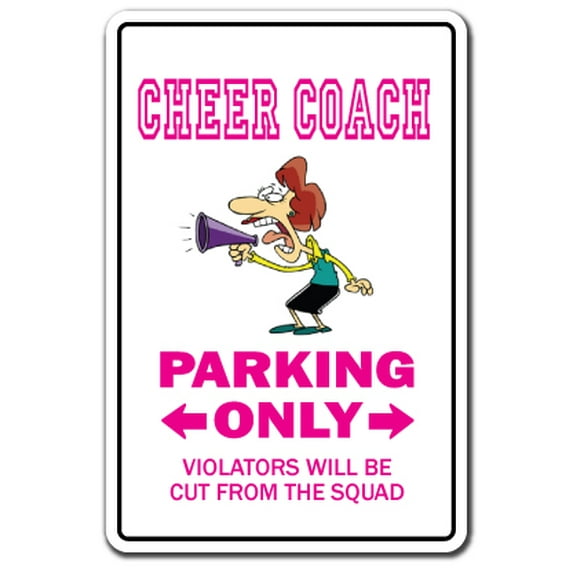 CHEER COACH Decal leader cheerleader gear poms megaphone cheers | Indoor/Outdoor | 12" Tall