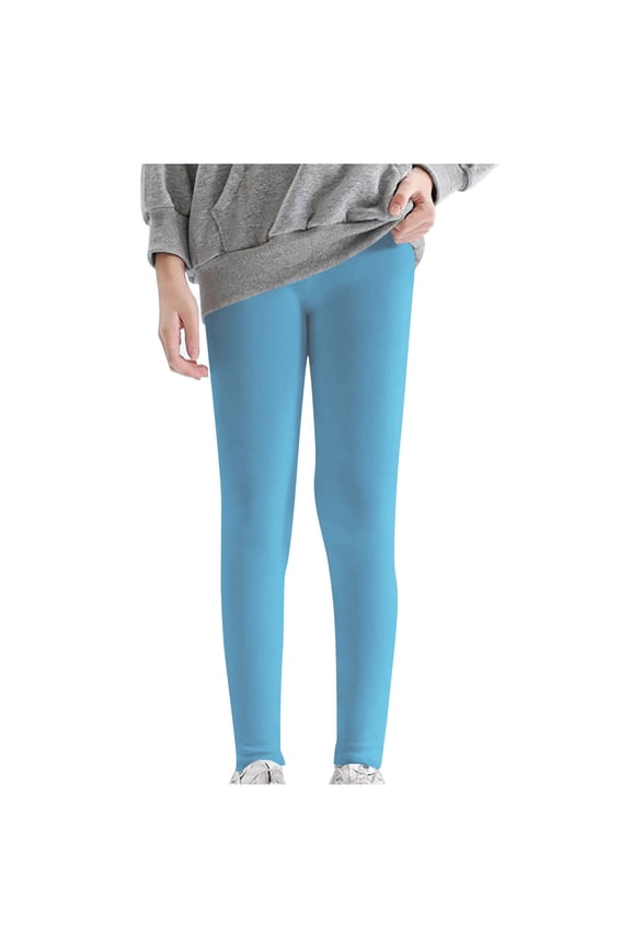 2 Pack Girls Cotton Leggings Pants Full Length Basic Leggings Stretchy Leggings Footless Tight Pants