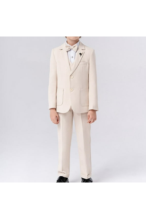 5 Piece Toddler Boys Suit Set Kids Boys' Wedding Outfit Communion Suits Adjustable Waist for 2-11 Years