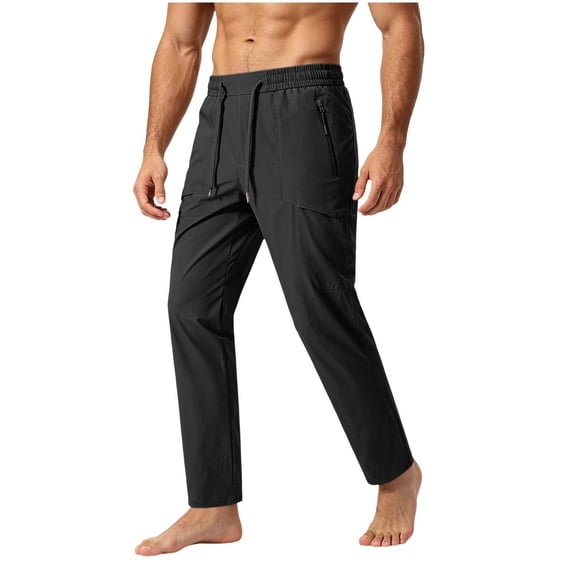 CHEEREAM Active Pants For Mens Lightweight Drawstring Elastic Waist Drawstring Athletic Trousers with Pocket Slim Fit Sports Running Casual