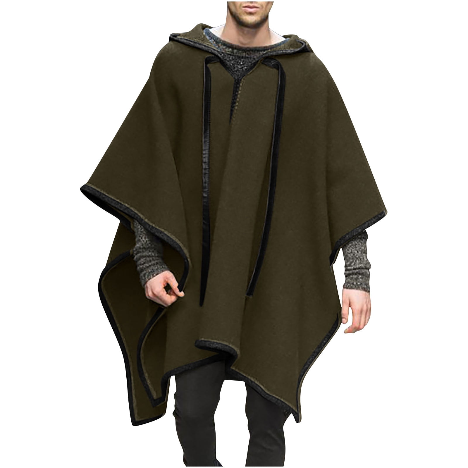 CHEEREAM Alpaca Poncho for Mens Pancho Mexican Hooded Cowboy and
