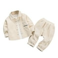 thumbnail image 1 of CHEEREAM Baby Boys 2 Pieces Clothes Set Toddler Kids Corduroy Button Down Long Sleeve Collar Shirts and Elastic Waist Pants Outfits for 9 Month-5 Years, 1 of 7