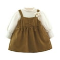 thumbnail image 1 of CHEEREAM Baby Girl Clothes Cute Floral Decor Dress Long Sleeve Skirts 5 Months-4 Years Fall Winter Kids Girls A Line Button Dresses, 1 of 6