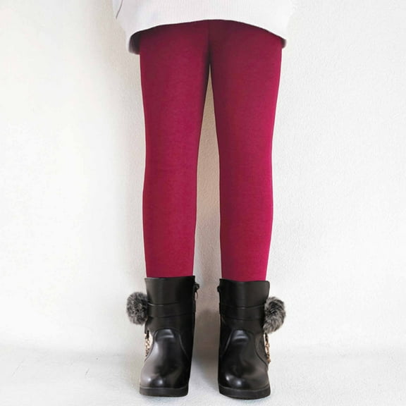 CHEEREAM Baby Girl Fleece Lined Winter Leggings Toddler Infant Footless Basic Full Length Stretchy Thermal Fall Winter Solid Pants for 2-11 Years