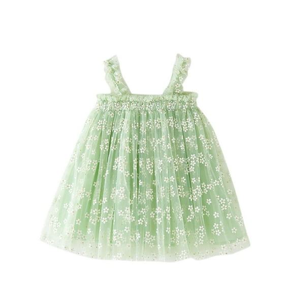 CHEEREAM Baby Girls Summer Tulle Tutu Dress Birthday Party Tulle Babydoll Dresses Size 6M-5T Green 3 Months