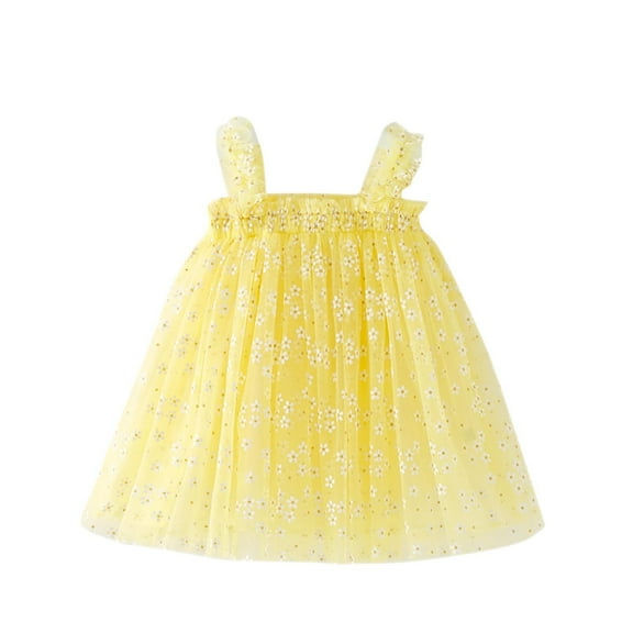 CHEEREAM Baby Girls Summer Tulle Tutu Dress Birthday Party Tulle Babydoll Dresses Size 6M-5T Yellow 2 Years