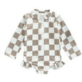 thumbnail image 1 of CHEEREAM Baby Swimsuit Girl Long Sleeve Ruffle Zipper Rash Guard Infant One Piece Swimwear Toddler Bathing Suit Girl, 1 of 2