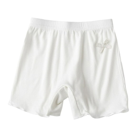 CHEEREAM Baby Toddler Girl Shorts Ribbed Infant Girls Solid Color Soft Elastic Bow Waist Ruffle Summer Casual Shorts for 2-14Y