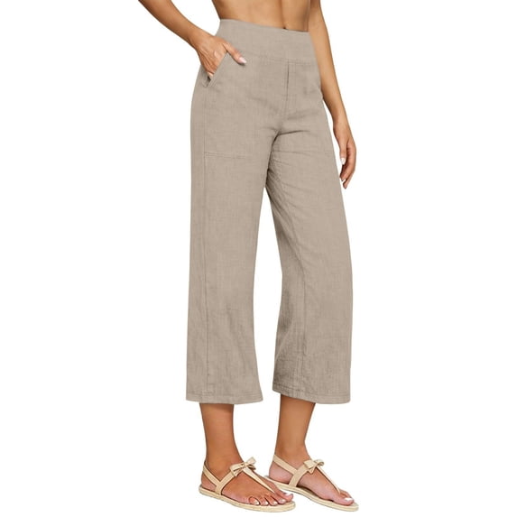 CHEEREAM Baggy Capri Pants For Womens Athletic Straight Wide Leg Waisted Pull On Youth Sweat Trousers With Pockets Summer Sport Bottom