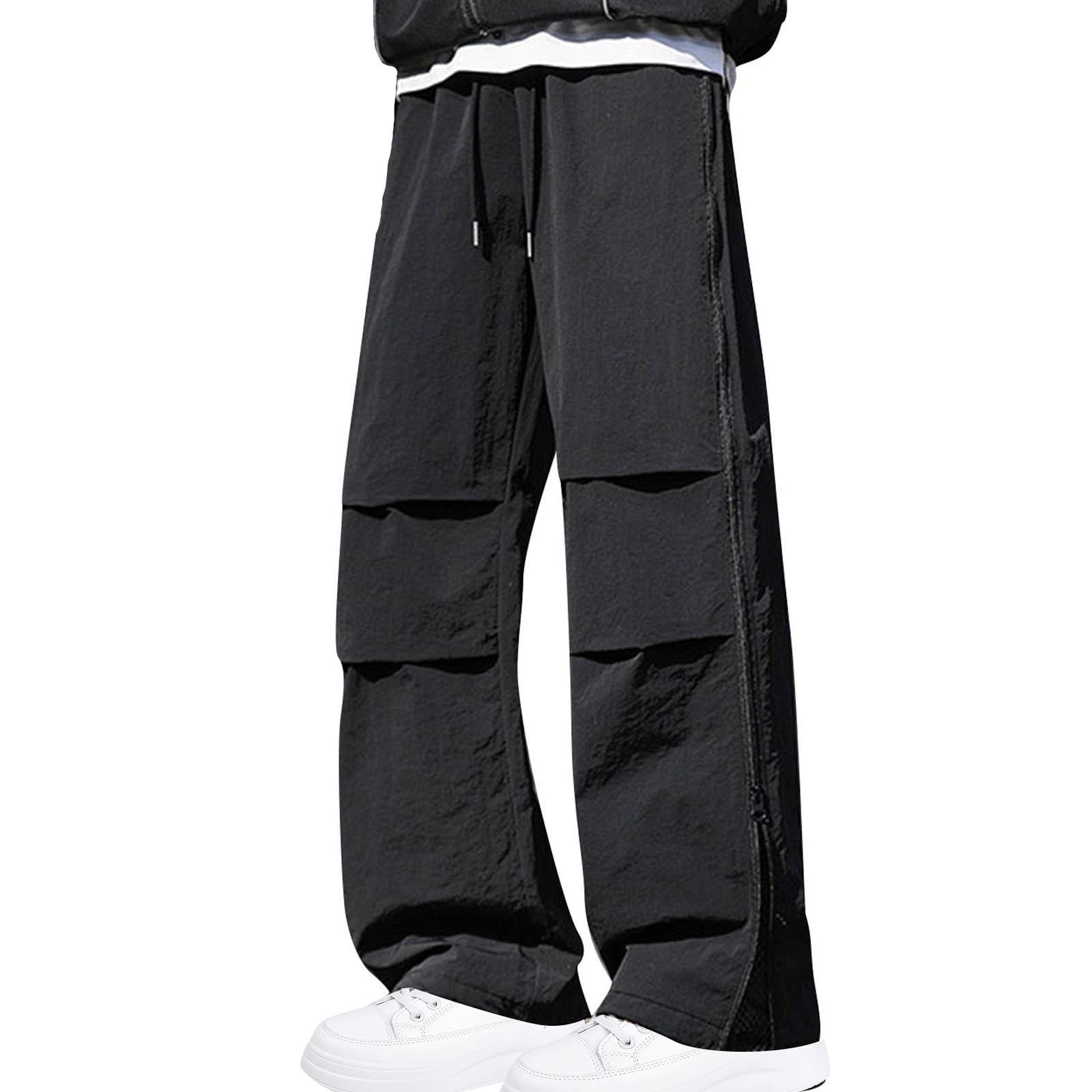 GAR BETHE Men's Parachute Cargo Pants Trendy Casual Parachute Pant Baggy Drawstring Hip Hop Harem Pants With Pockets