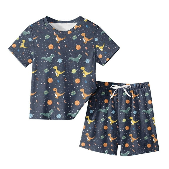CHEEREAM Bamboo Viscose Toddler Dinosaur Pajamas Boys Girls Kids Cool Short Summer 2-8Y Snug fit Pjs Set 2pcs