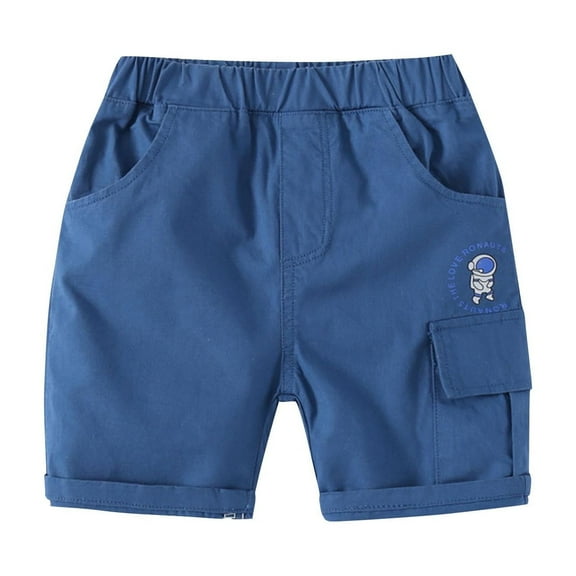 CHEEREAM Boy's Baggy Cargo Shorts Straight Leg Cool Shorts Flap Pocket Cartoon Patched Shorts for 2-7 Years