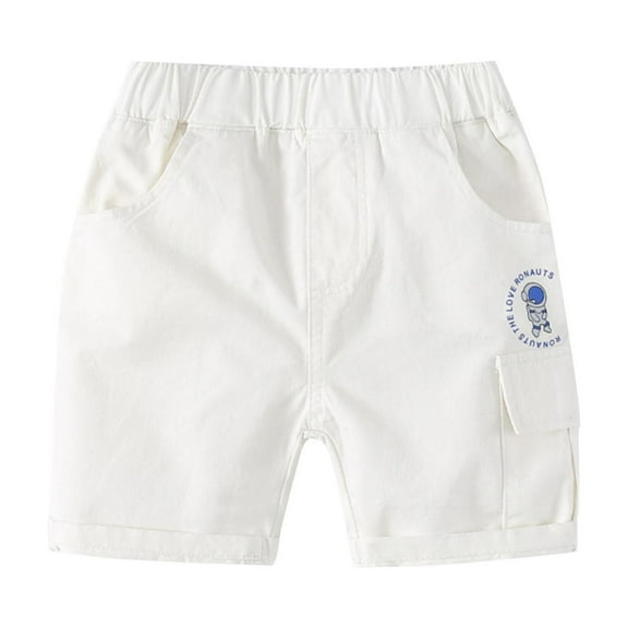 CHEEREAM Boy's Baggy Cargo Shorts Straight Leg Cool Shorts Flap Pocket Cartoon Patched Shorts for 2-7 Years