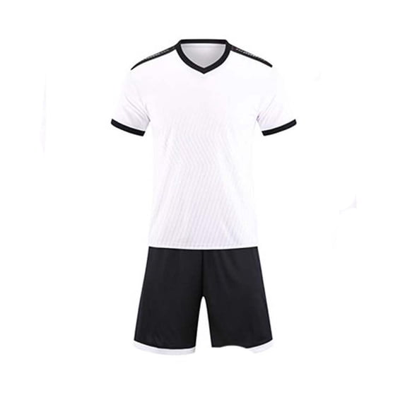 CHEEREAM Boys 2-Piece Outfit Soccer Jersey Short Sleeve V Neck Shirt & Shorts Sets Kids Football Training Running Sports Team Uniform