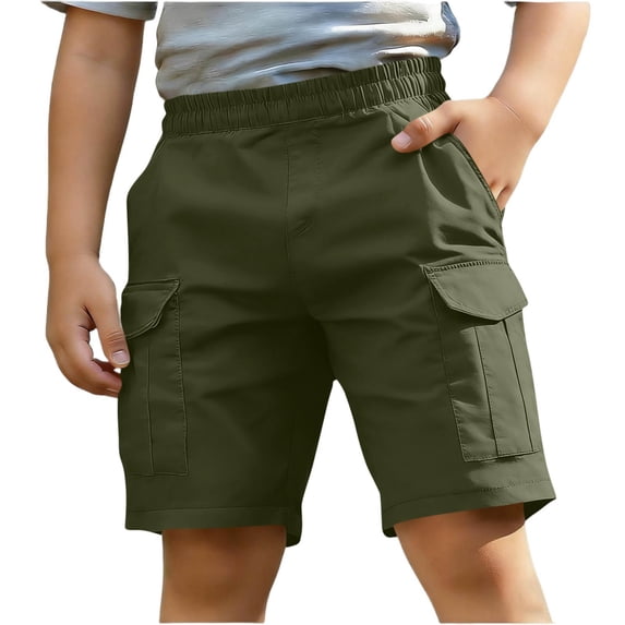 CHEEREAM Boys Cargo Straight Leg Shorts Adjustable Waist Pull On Bottom Causal Fit Dreesy Short With Pockets For Kids Summer Loose