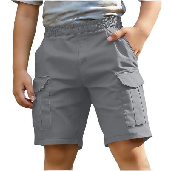 CHEEREAM Boys Cargo Straight Leg Shorts Adjustable Waist Pull On Bottom Causal Fit Dreesy Short With Pockets For Kids Summer Loose