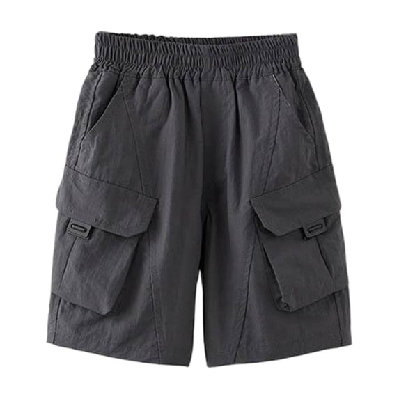 CHEEREAM Boys Cargo Straight Leg Shorts Elastic Waist Pull On Short Causal Fit Dreesy Bottom With Pockets For Kids Summer Loose