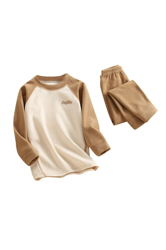 Boys Girls Thermal Underwear Set Kids Toddlers Fleece Lined Long Johns Set Winter Base Layer Top and Bottom 6M-18T