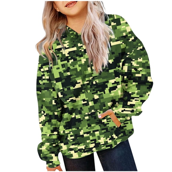 CHEEREAM Camo Sweatshirt Hoodies for Teens Lightweight Preppy Clothes Pullover Sweatshirts with Pocket for Kids Boy Girl Size 4-14