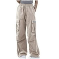 thumbnail image 1 of CHEEREAM Cargo Pants Girl High Waisted High Waisted Solid Color Heavyweight Jogger Pants Athletic Teen Girls Cargo Pant Hiphop, 1 of 4