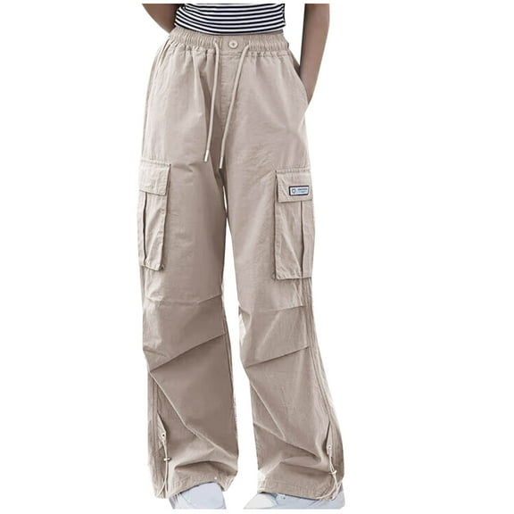 CHEEREAM Cargo Pants Girl High Waisted High Waisted Solid Color Heavyweight Jogger Pants Athletic Teen Girls Cargo Pant Hiphop