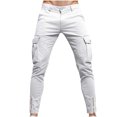 thumbnail image 1 of CHEEREAM Casual Cargo Pants for Men Stretchable Regular Fit Cargo Work Pants with 6 Pockets for Outdoor Mens Work Pants White S, 1 of 6