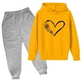 thumbnail image 1 of CHEEREAM Cute Girls Heart Print Sweatsuit Casual 2 Pieces Kids Clothes Long Hooded Sweatshirt Pants Fall Winter Outfits for 3-14 Years, 1 of 1