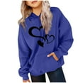 thumbnail image 1 of CHEEREAM Cute Hoodies for Teen Girls Trendy Preppy Hooded Sweatshirts Oversized Long Sleeve Shirts Heart Print Clothes for Girls, 1 of 4