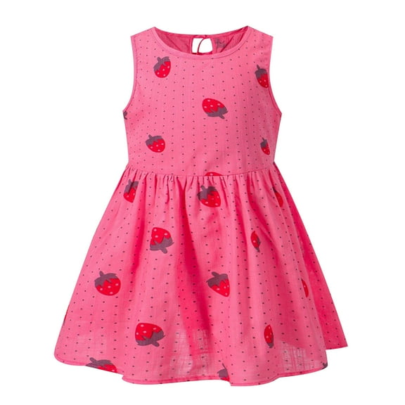 CHEEREAM Cute Print Sundress for Girls Comfy Soft Swing Loose Fit Sleeveless Summer Dress for 2-8 Years Hot Pink 2 Years