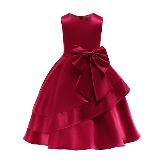 CHEEREAM Elegant Girls Dress Special Occasion Satin Gowns Off Shoulder Princess Dress Prom Ball Gown for 2-10Years Kid