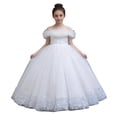thumbnail image 1 of CHEEREAM Flower Girl Dress For Girls Wedding Birthday Pageant Party Gown Off Shoulder Tulle Ball Gown Elegant Formal Dresses For Kids, 1 of 6