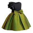 thumbnail image 1 of CHEEREAM Flower Girl Dress for Wedding One Shoulder Satin Bowknot Bridesmaid Baptism Pageant Birthday Party Prom Gown for 2-10 Years Green 120, 1 of 7