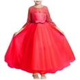 thumbnail image 1 of CHEEREAM Flower Girls Long Lace Bridesmaid Dress 3/4 Sleeves Ankle Length Wedding Party Evening Formal Pegeant Maxi Tulle Ball Gowns, 1 of 5