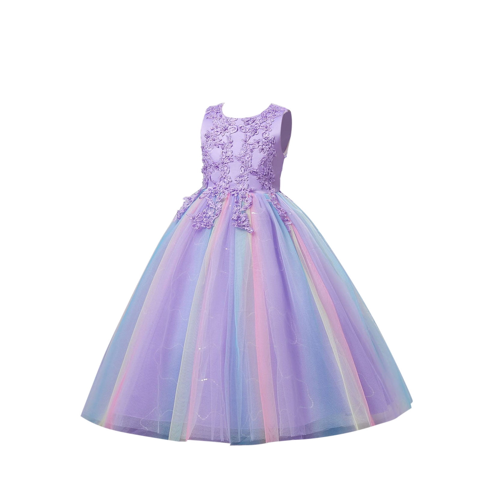 Nileafes Flower Girl Maxi Dress - Sparkle Sequin Pageant Gown For Wedding, Birthday, Age 4-14 Years