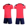 thumbnail image 1 of CHEEREAM Football Jerseys Sets for Boys Short Sleeve Crew Neck Fitness Shirts & Shorts Kids 2 Piece Sports Uniform Soccer Training Active Workout Outfits, 1 of 5