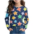 thumbnail image 1 of CHEEREAM Funny Star Print Shirts for Girls Spring Loose Fit Preppy Shirts Comfy Lightweight Crewneck Blouses Long Sleeve Tops, 1 of 8
