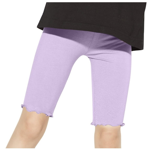CHEEREAM Girl Above Knee Length Leggings High Waisted Yoga Bike Shorts for Kids School Casual Dance Size 2-9Y