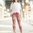 thumbnail image 1 of CHEEREAM Girl's Ankle Length Leggings Printing Flower Kids High Waist Classic Stretch Pants 3-8Y, 1 of 5