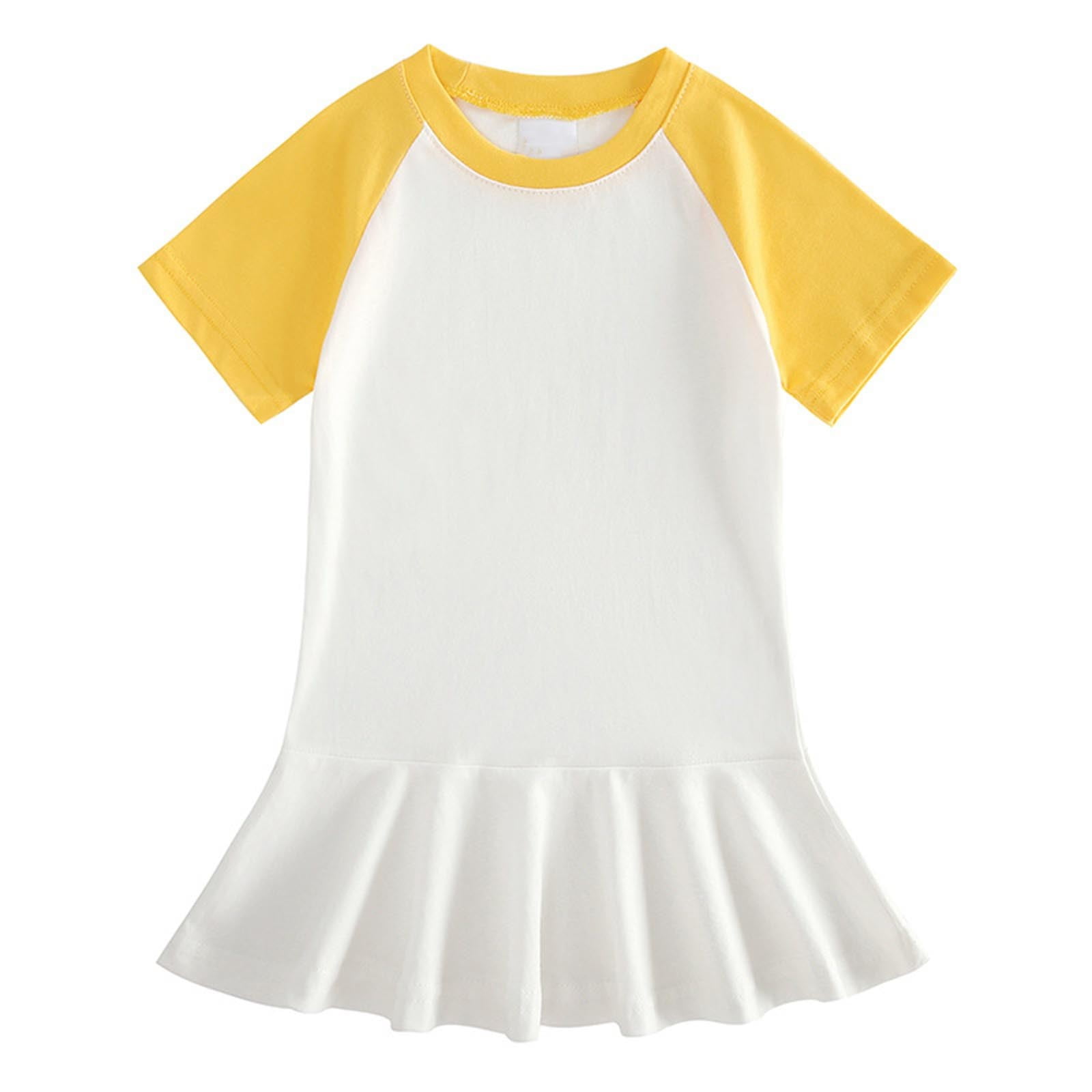 CHEEREAM Girl's Cotton Nightgowns Short Sleeve Color Block Sleep Shirts ...