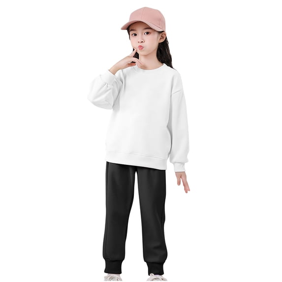 CHEEREAM Girls 2 Piece Outfits Tracksuits Casual Crewneck Sweatshirts Fleece Lined Pullover and High Waisted Sweatpants Set for 18 Months-12 Years