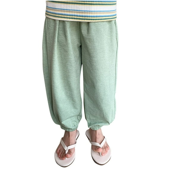 CHEEREAM Girls' Athletic Pants Little Girls Boys Soild Harem Long Trousers Casual Dance Joggers Sports Pants Elastic Waisted for 2-7 Years